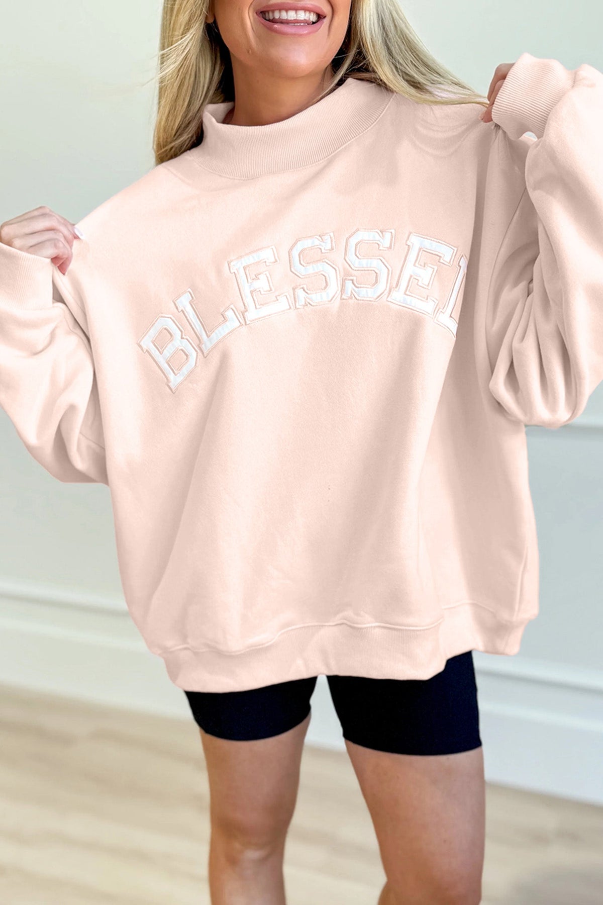 Oversized Blessed Embroidered Sweatshirt β Christian Faith Sweatshirt | Cozy Dopamine Fashion