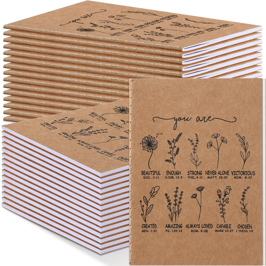 Humyoun 30 Pcs Christian Gifts Bulk for Women Mini Christian Notebooks Wildflower Bible Verse Notepad Flower Inspirational Prayer Journals Religious Party Favors for Women Sunday School