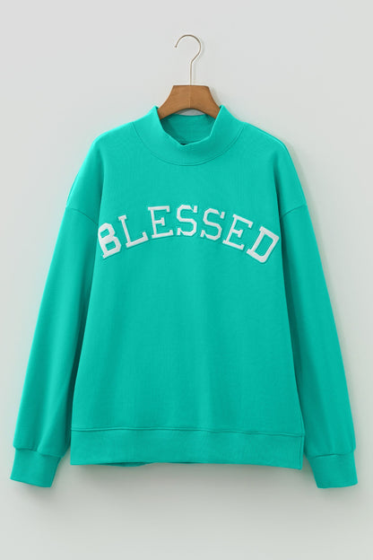 Oversized Blessed Embroidered Sweatshirt — Christian Faith Sweatshirt | Cozy Dopamine Fashion